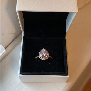 PANDORA pear rose gold pear shaped ring size 7